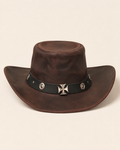 Premium Leather Western Cowboy Hat Studs band Burgundy