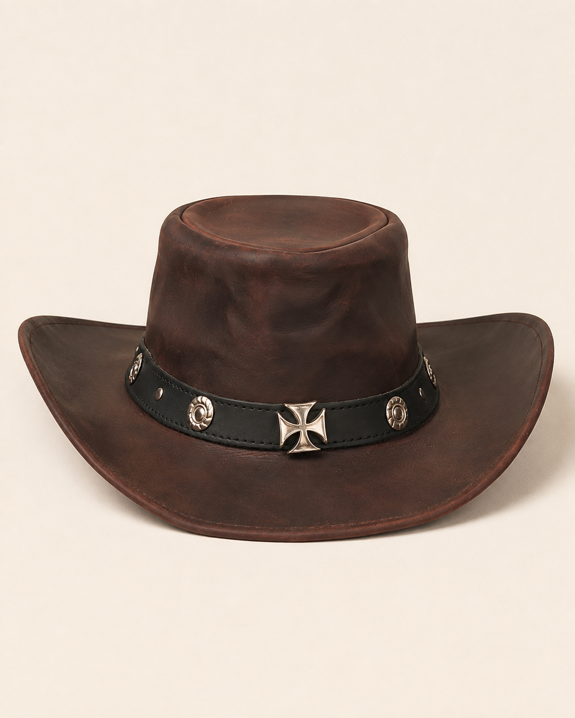 Premium Leather Western Cowboy Hat Studs band Burgundy