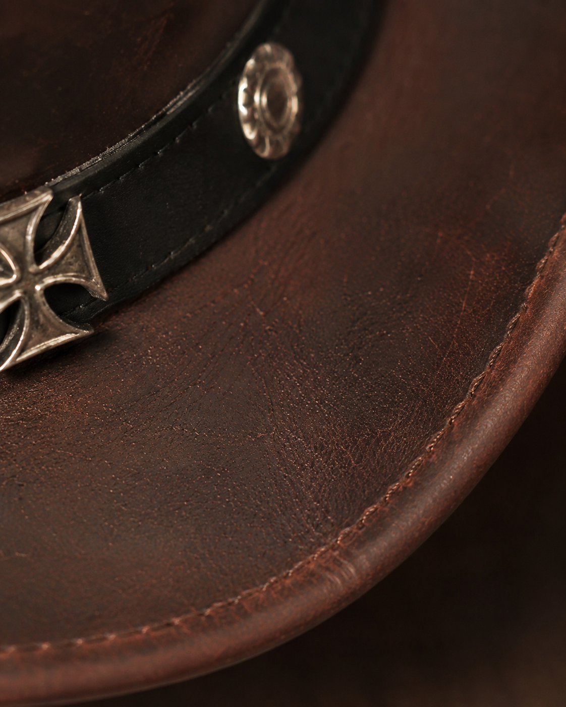 Premium Leather Western Cowboy Hat Studs band Burgundy